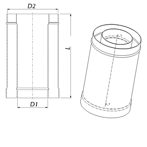 Predĺženie L=0,33 m materiál AKV, hrúbka 0,6 mm/ AKV, hrúbka 0,6 mm (trojvrstvové)